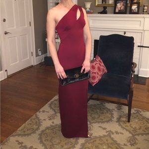 JS Collections red formal dress